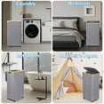 thumbnail image 7 of Large Laundry Basket with Wheels,100L Hampers for Laundry,Freestanding Laundry Hamper with Lid and Bamboo Handles,Collapsible & Waterproof Tall Cloth Hamper for Dorm Family（Grey）, 7 of 7