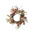 thumbnail image 2 of Christmas Candle Rings, Holiday Candle Wreaths, Artificial Red Berries and Cedarwood Garland for Pillar Candles, Plastic Table Centerpiece and Front Door Decoration, 2 of 7