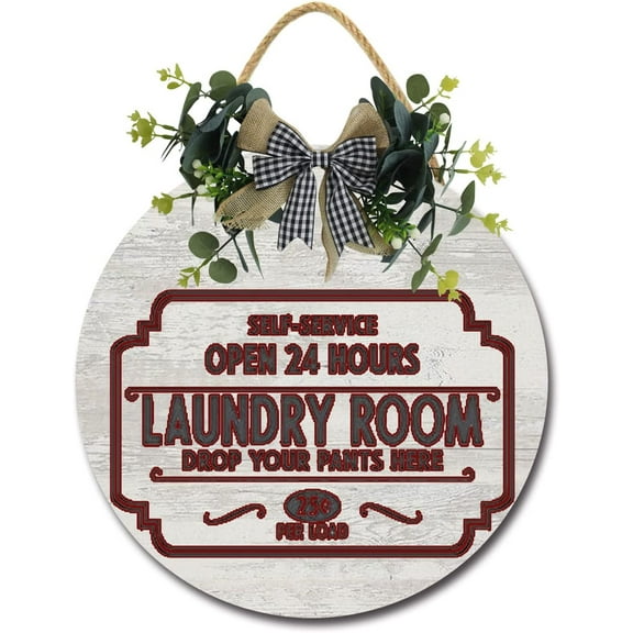 Eveokoki 12" Laundry Room Decor Sign,Wooden Rustic Laundry Room 23 Sign Farmhouse Family Laundry Room Wall Sign Wash Dry Fold Repeat Wall Decor Prints for Home Laundry Room
