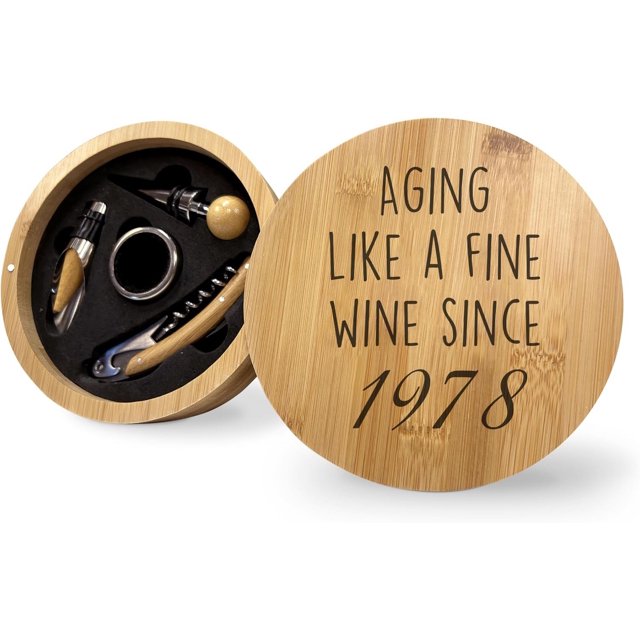 Custom Birth Year 1978 Wine Set Gift For 46th Birthday, Unique Gift Ideas For Turning 46, Wine Accessory For Mother's Day Father's Day Retirement