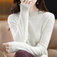 thumbnail image 3 of Suéter de punto holgado de cuello alto corto para mujer, prenda de primera línea de lana con tacto de piel, sin costuras, para otoño e invierno, 3 of 6