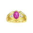 thumbnail image 1 of RYLOS Men's Rings 14K Yellow Gold Rings Classic Designer Style 9X7MM Oval Gemstone & Diamond Ring Star Ruby July Birthstone Rings For Men Size 13, 1 of 7