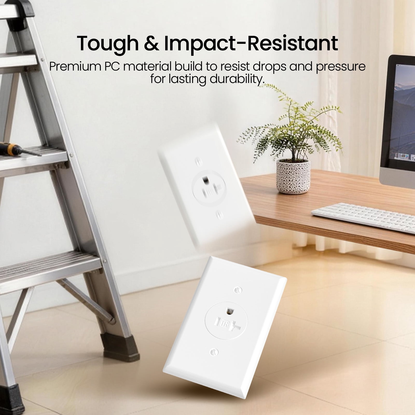 ELEGRP Single Receptacle 2-Pole 3-Wire Grounding Tamper-Resistant 20A 125V NEMA 5-20R White 10 Pack