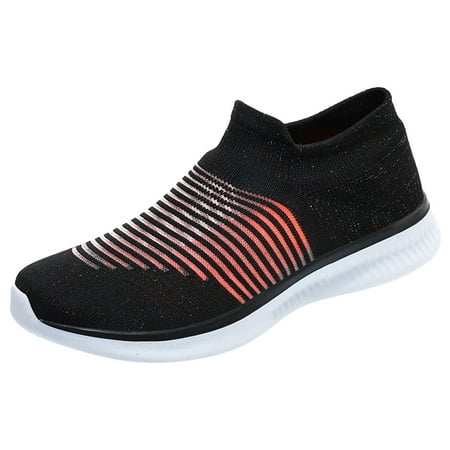 

Fauean Slip on Sneakers Women Fashion Flat Bottom Color Block Shoes Jogging Going Out Black Size 38
