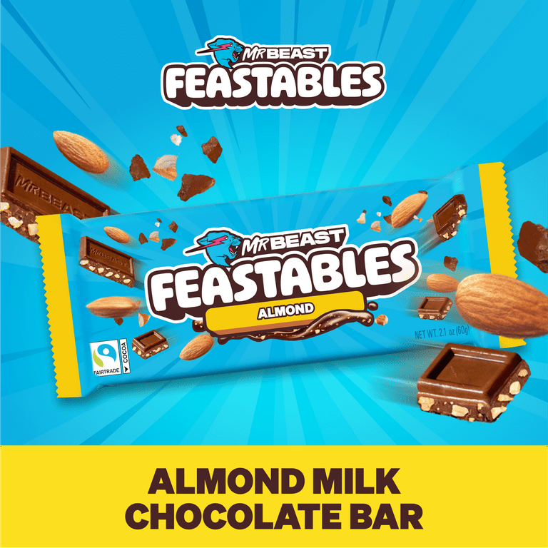Feastables MrBeast Almond Chocolate Nut Candy Bar, 2.1 oz, 1 Count