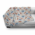 thumbnail image 3 of Nautical Soft Flannel Fleece Throw Blanket, Whale and Hammerhead Shark Marine Animals Ocean Life Illustration, Cozy Plush for Indoor and Outdoor Use, 50" x 60", Orange Earth Yellow Blue, by Ambesonne, 3 of 6