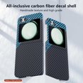 thumbnail image 2 of Aramid Fiber Case for Samsung Galaxy Z Flip 5 Case Aramid Fiber Thin Fit Slim Minimalist 6 FT Military Grade Drop Protection Case with Wireless Charging, Black&Blue, 2 of 12