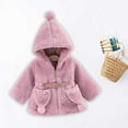 thumbnail image 4 of Zwiiyzr 2024 0-4T Boys and Girls Furry Jacket Winter Coat Fleece Sherpa Thick Cute Long Sleeve Outerwear Girdling with Hood Purple, 4 of 5
