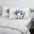 thumbnail image 4 of Blue Tulip Queen Size Pillow Cover, Pillowcase Protectors with Zipper, Breathable Decorative Throw Pillow Case Cover, Abstract Flower Country Farm Floral White Pillow Shams for Couch Sofa 20x30Inch, 4 of 8