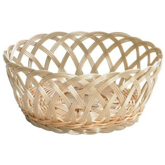 Tablecraft 1135W 9" x 3 1/4" Beige Natural Open Weave Round Rattan Basket - 12/Pack