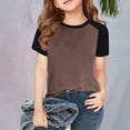 thumbnail image 2 of Kids Boys Girls T Shirts Casual 𝐑aglan Short Sleeve Baby Cotton Tee Crewneck Color Block Cute Sports Workout Blouses Top, 2 of 5