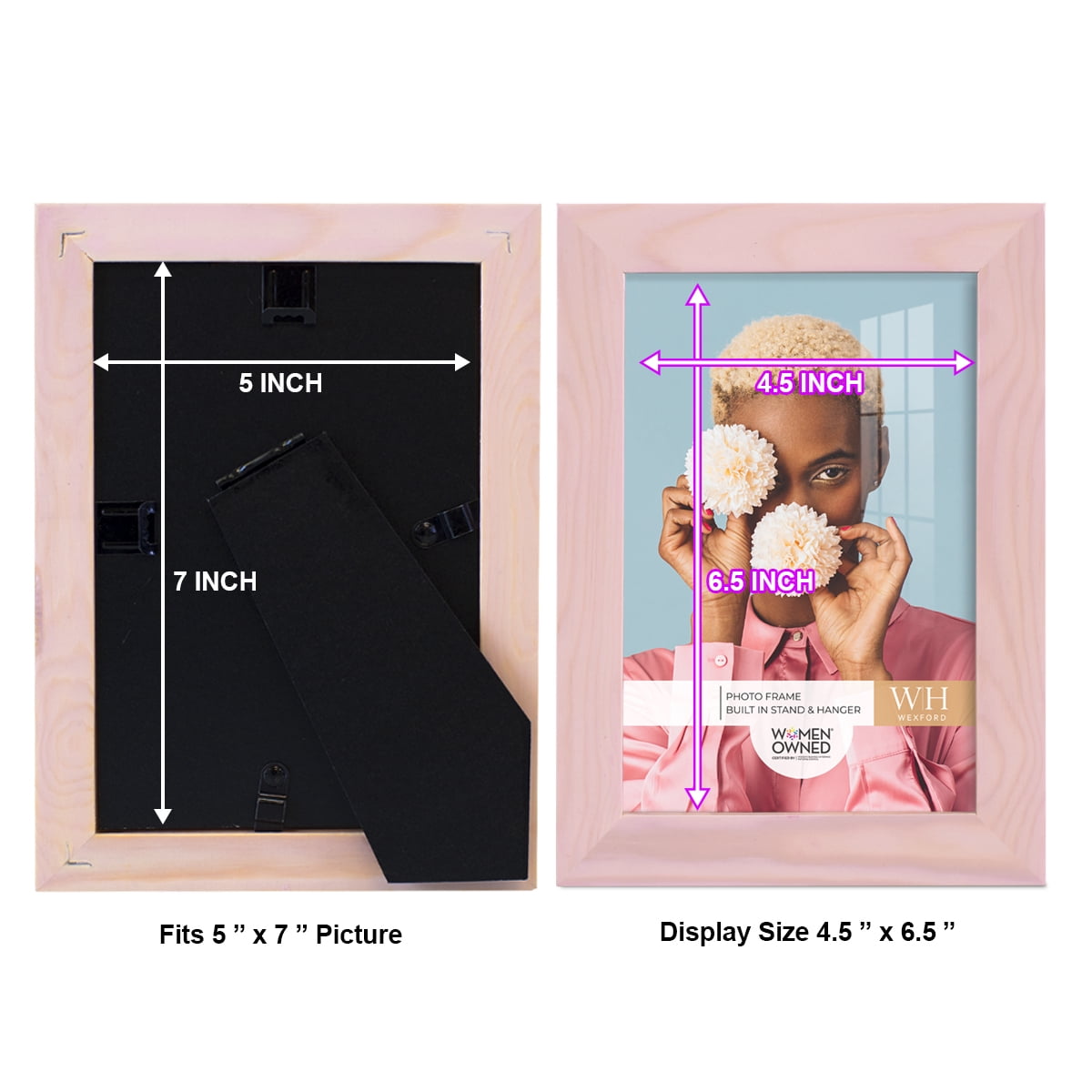 Wexford Home Woodgrain 5" x 7" Sunset Pink Picture Frame (Set of 6)