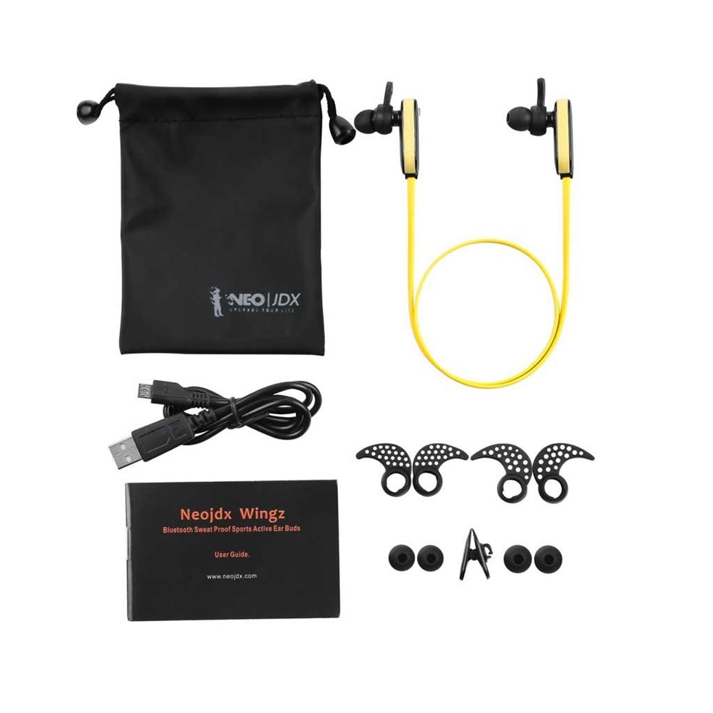 Neojdx Wingz Bluetooth Headphones, Wireless Sports Earphones w/ Mic IPX5 Waterproof HD Stereo Earbuds 6 Hour Battery Noise Cancelling Headsets