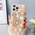 thumbnail image 2 of Decase case For iPhone 11 Pro Max,3D Luxury Handmade Girls Phone Case Pearl Pendant Sparkle Shinning Flower Rhinestone Crystal Diamond Cover Case, gold, 2 of 3