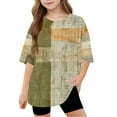 thumbnail image 2 of Zpanxa Toddler Girl T Shirts Solid Color Loose Short Sleeve Round Neck Polyester Spandex Top 10 Years, 2 of 7
