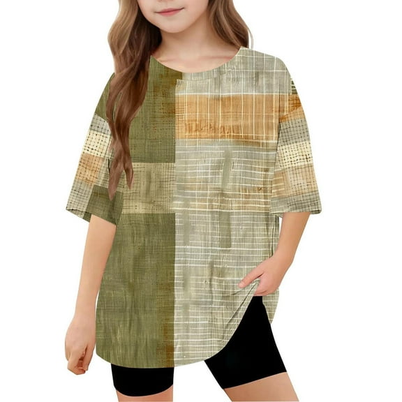 Favoffer Unisex Kids Summer Geometric Art Graphic Tee Multicolor Stretchy Loose Fit Round Neck Short Sleeve Trendy Top Casual Travel Play Gift 5-15Y