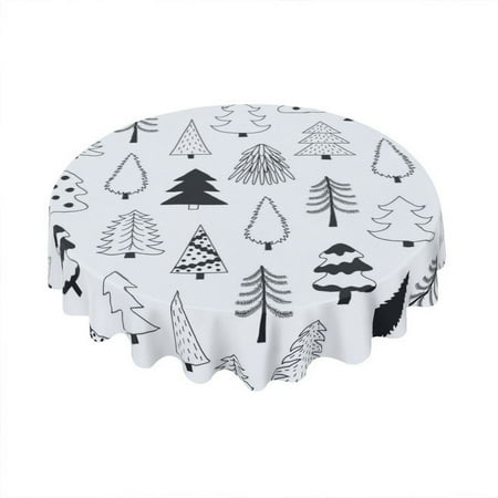 

Eveokoki Round Holiday Tablecloth Fir Trees Table Cloth Waterproof Washable Polyester Table Cover for Christmas Winter Holiday 60 Inch