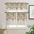 thumbnail image 2 of Orange Green Leaves Kitchen Curtains and Valances Set, Rod Pocket Curtains Tier Farmhouse Window Curtains 36 Inch Length, Fall Eucalyptus Leaf Retro Country 3 Piece Kitchen Curtains Set, 2 of 6