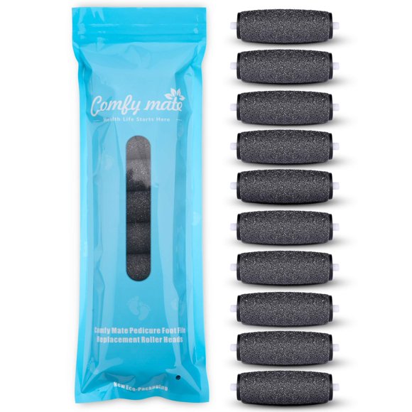 10 Extra Coarse Replacement Roller Refill Heads for Amope Pedi Electronic Perfect Foot File with Diamond Crystals (Pack of 10) Black