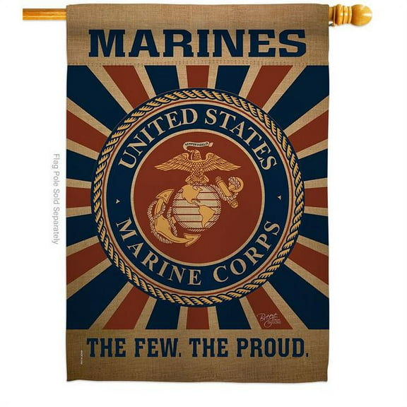Breeze Decor H108398-BO 28 x 40 in. Marine Corps House Flag with Armed Forces Double-Sided Decorative Vertical Flags Decoration Banner Garden Yard Gift