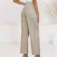 thumbnail image 4 of LLYwey Business Casual Pants Women's Zippered Mid Waist Slightly Stretch Straight Slim Casual Trousers Wide Leg Capris Pants Female Long Pant Style H860 Khaki XXL, 4 of 5