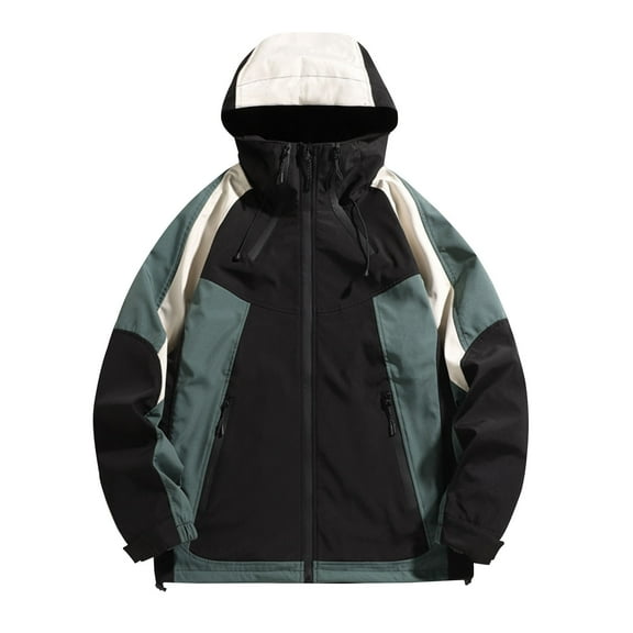 YABCSAZ Rain Jacket for Men Waterproof Winter Coat Relaxed Fit Turtleneck Hooded Ski Jacket Windbreaker Warm Mountain Jacket Youth Trendy Jacket for Rain Outdoor Hiking Golf Running Cycling