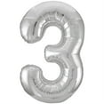 thumbnail image 2 of Unique Industries Foil Big Number 3 Shaped 34" Silver Solid Print Party Balloon, 2 of 4