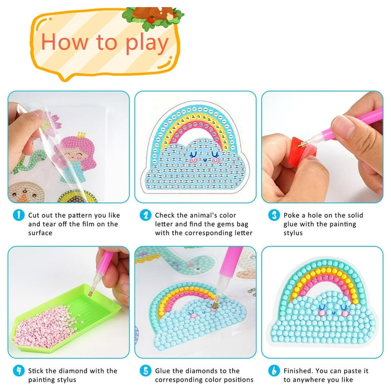 Diamond Painting Stickers Kits for Kids, 40Pcs Gem Diamond Art for