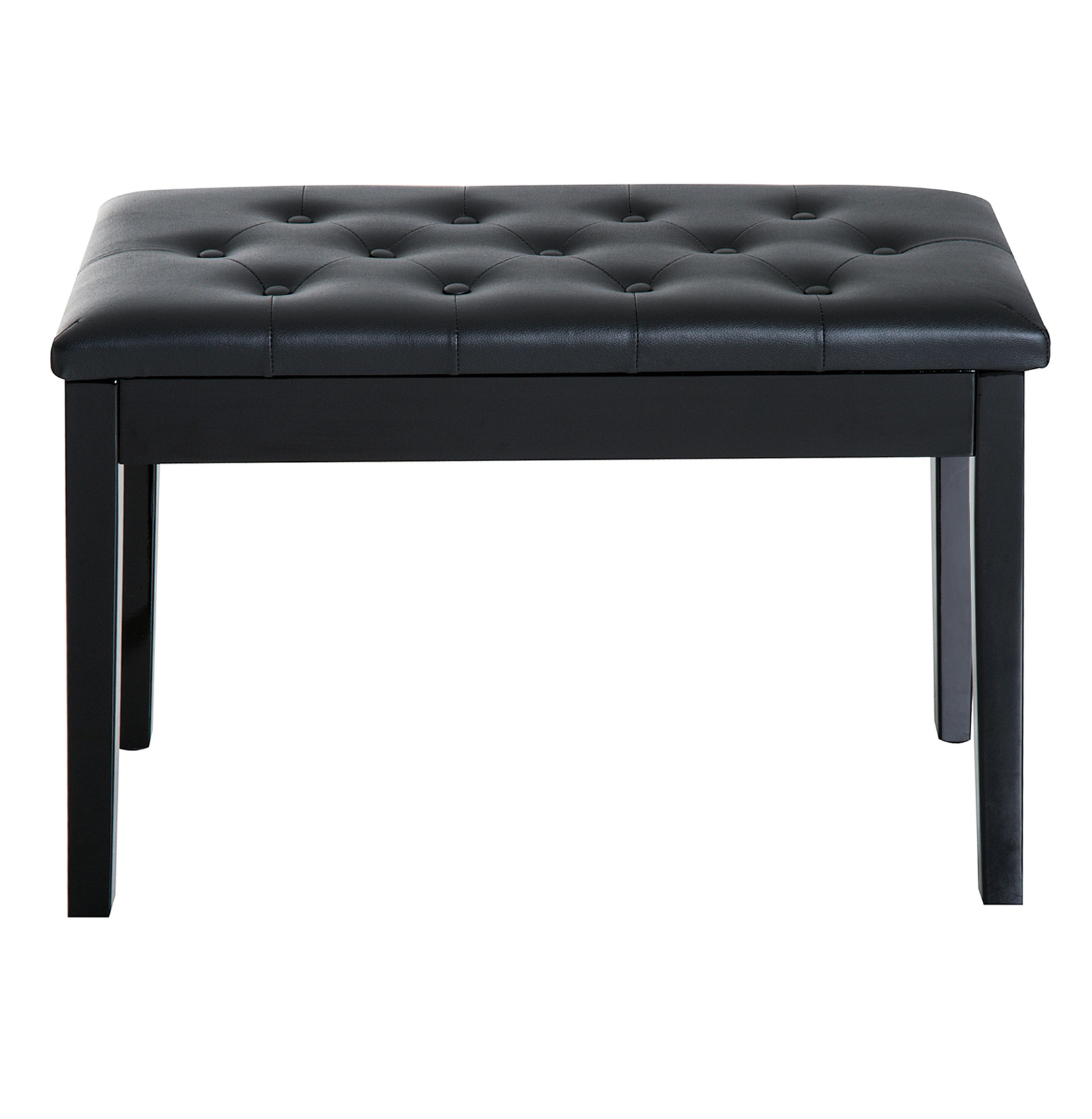 Piano , Duet Piano Chair with Faux Leather Padded Cushion and Wooden Frame, Button Tufted Keyboard , Black