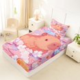 thumbnail image 4 of Manfei Kawaii Cherry Blossoms Twin Sheets,Lovely Capybara Bedding,Pink,3-Piece,1 Fitted Sheet and 1 Pillowcase, 4 of 6