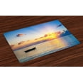 thumbnail image 1 of Ambesonne Ocean Place Mats Set of 4, Rising Sun Sea Maldives, Standard Size, Blue Coral Yellow, 1 of 4
