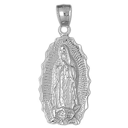18K White Gold Our Lady Guadalupe Pendant - 41 mm