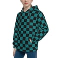 thumbnail image 2 of Daiia Black And Teal Checkerboard for Boys Fashion Hoodies & Sweatshirts with Kangaroo Pocket,Hooded Sweatshirt for Kid, Breathable& Moisture Wicking-X-Large, 2 of 6
