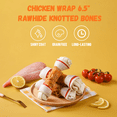 thumbnail image 6 of ASMPET 6.5" Rawhide Dog Bone, Long Lasting Chicken Wrapped Dog Treats (4/Pack), Beefhide Bone for Large Dogs, 11oz, 6 of 11