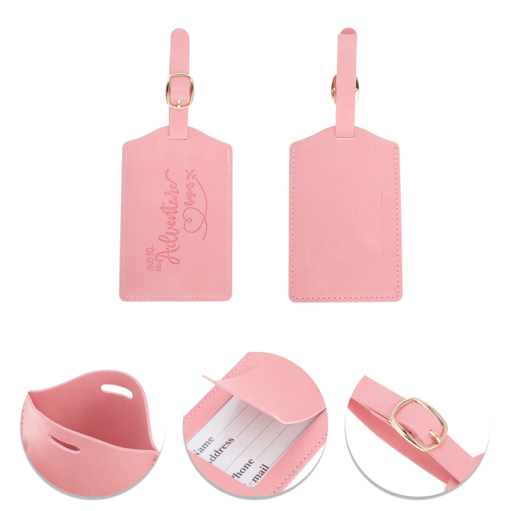 Unique Bargains 1 Pc Embossed Adventure Luggage Tag for Travel Pink