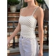 thumbnail image 5 of Women's Sleeveless Cute Cropped Tank Tops Polka Dots Going Out Camisole for Summer White S, 5 of 7