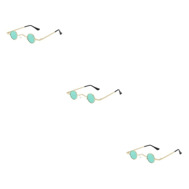 Decodeary Lunettes de Soleil Rétro Vintage en Méthacrylate de Polyméthyle et PC à la Mode, Bons Cadeaux, Grand Application, Cadre Doré, Vert, 3Ensemble