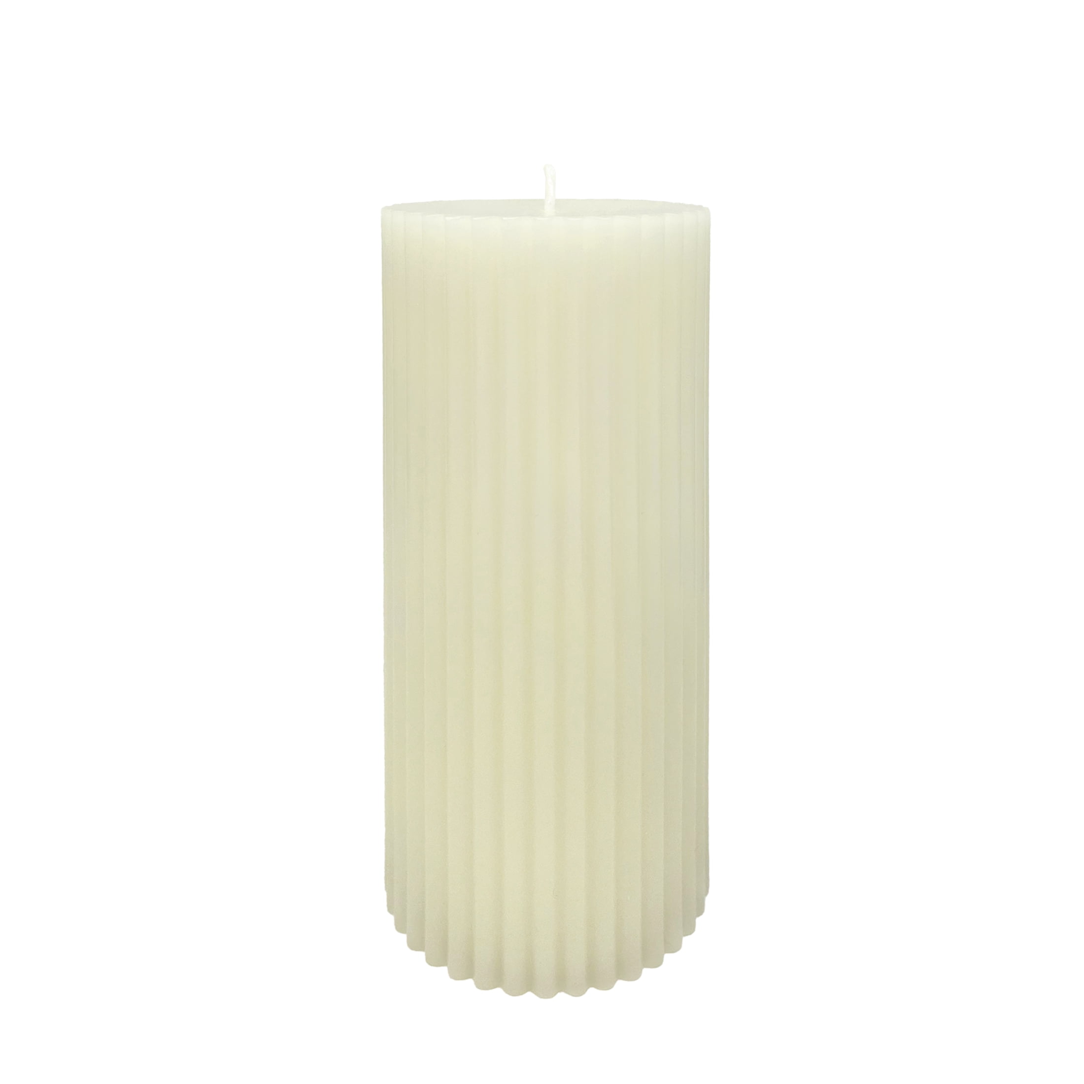 Mainstays Unscented Ribbed Pillar Candle, 3 inches x 6 inches Height, Ivory