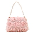 thumbnail image 2 of Clutch Purse For Women Elegant Evening Bags 3D Floral Satin Small Purse With Pearl Beaded Top Handle Detachable Strap, 2 of 4