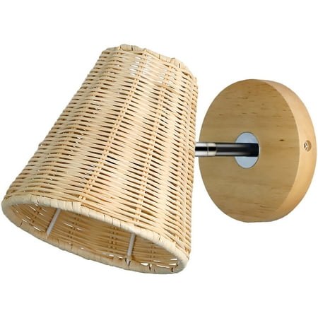 

Qiysamall Rattan Wall Light Bedroom Wall Sconce Fixtures Bedside Wall Lamp for Home Hotel