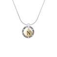 thumbnail image 2 of Delight Jewelry Goldtone Capital Letter - N - Pebble Disc - Silver-tone You Mean the World to Me Ring Necklace, 18", 2 of 4