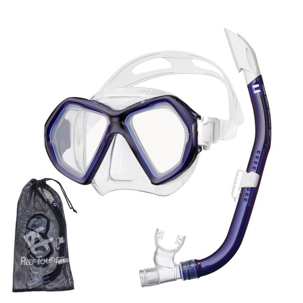 Reef Tourer Máscara y Snorkel X-Plore de 2 Ventanas para Adultos, Azul Cobalto