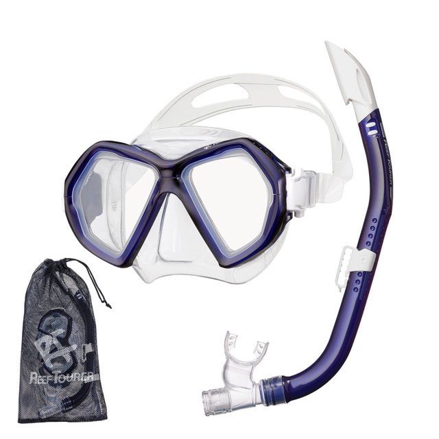 Reef Tourer Máscara y Snorkel X-Plore de 2 Ventanas para Adultos, Azul Cobalto
