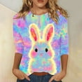 thumbnail image 2 of VgaVtl 3/4 Sleeve Women's Easter Tops Holiday Tie Dye Shirts for Women Casual Loose Festivals Pullover Tops, 2 of 6