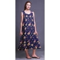 thumbnail image 6 of Bimba Navy Blue Floral Amber Flush & Clematis Sleeveless Night Gown For Womens Cotton Printed Nightwear Ladies Sleepwear XXX-Large, 6 of 6