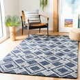 thumbnail image 2 of SAFAVIEH Micro-Loop Floral Geometric Wool Area Rug, Navy/Ivory, 2'6" x 4', 2 of 7