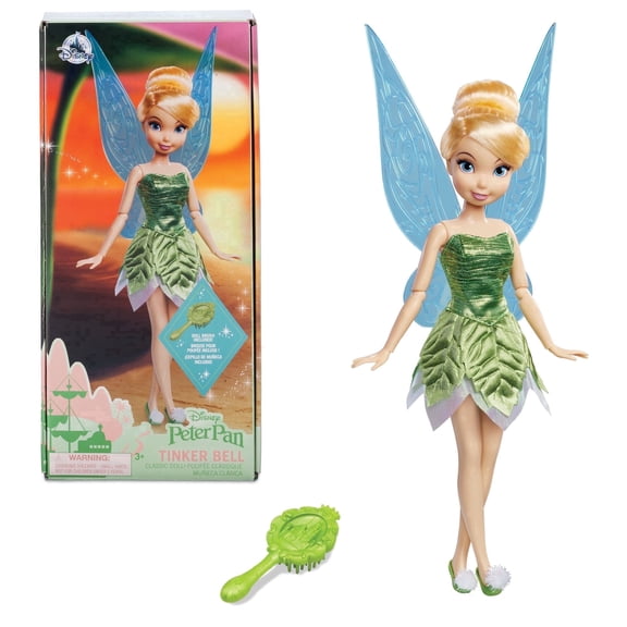 Disney Store Official Princess Classic Doll (Tinker Bell from Peter Pan), 11 Inches, Includes Brush with Molded Details, Fully Posable Toy in Classic Outfit - Disney Princess Toys