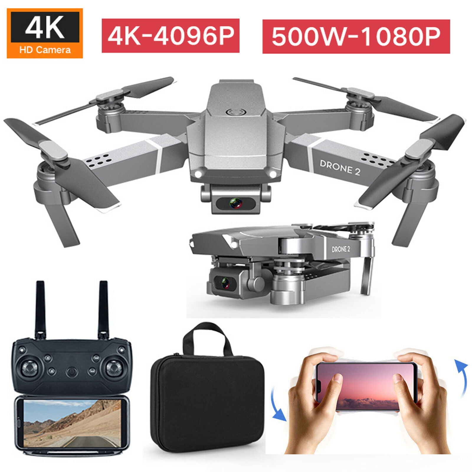 Camera Drone Foldable Aircraft RC Quadcopter Wide Angle HD Selfie FPV Wifi 4K 