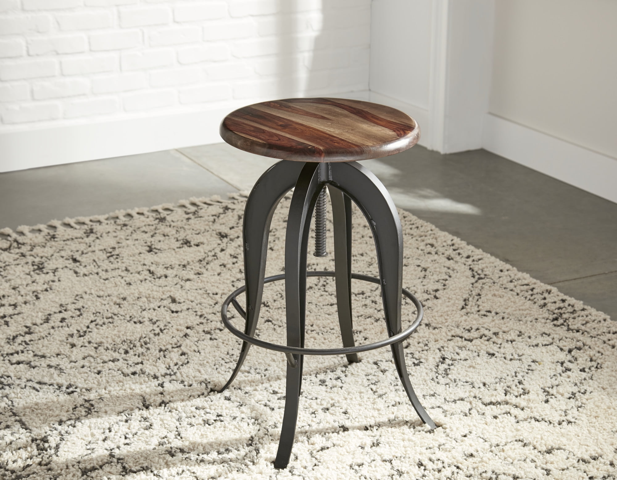 Steve Silver Sparrow Indoor Swivel Backless Adjustable 32" Height Round Bar Stool, Brown