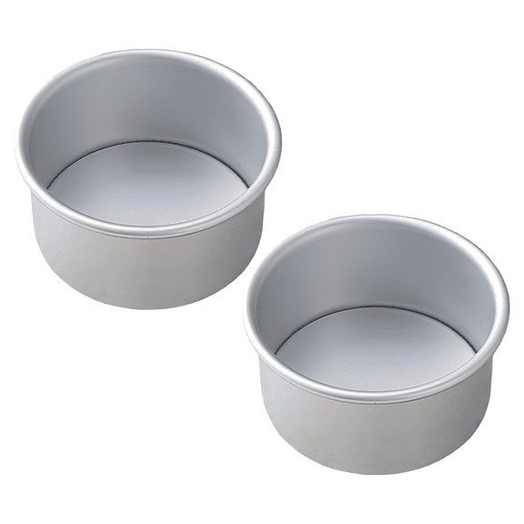 2 Pcs 4 inch Round Cake Pan Set, Metal Smash Cake Pan with Removable Bottom, 2.4 in / 6 cm Height Straight Edge Cake Model, Long-Lasting & Even Heating, Oven Safe up to 446 ℉ / 230 ℃